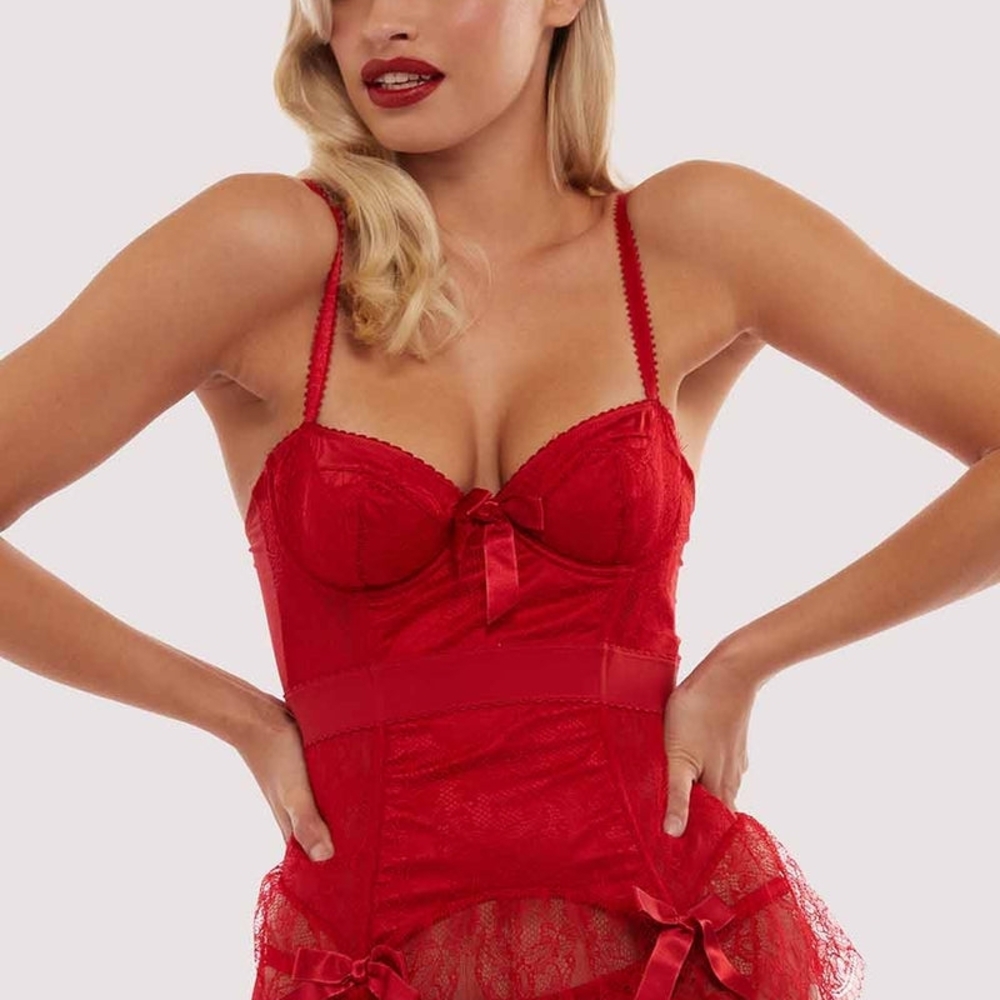 **BETTIE PAGE** Red Lace Bustier Lingerie